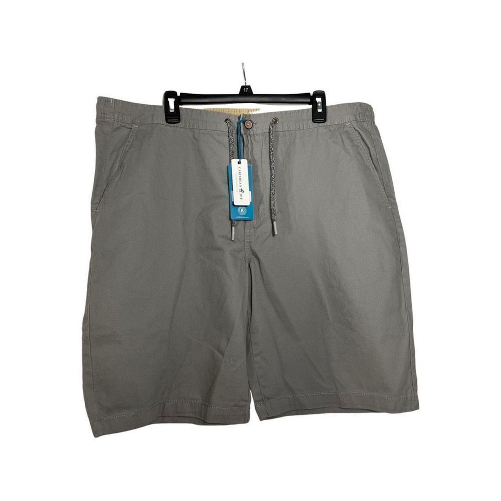 Caribbean Joe Stretch Waist Shorts, Mens Size 40,Grey